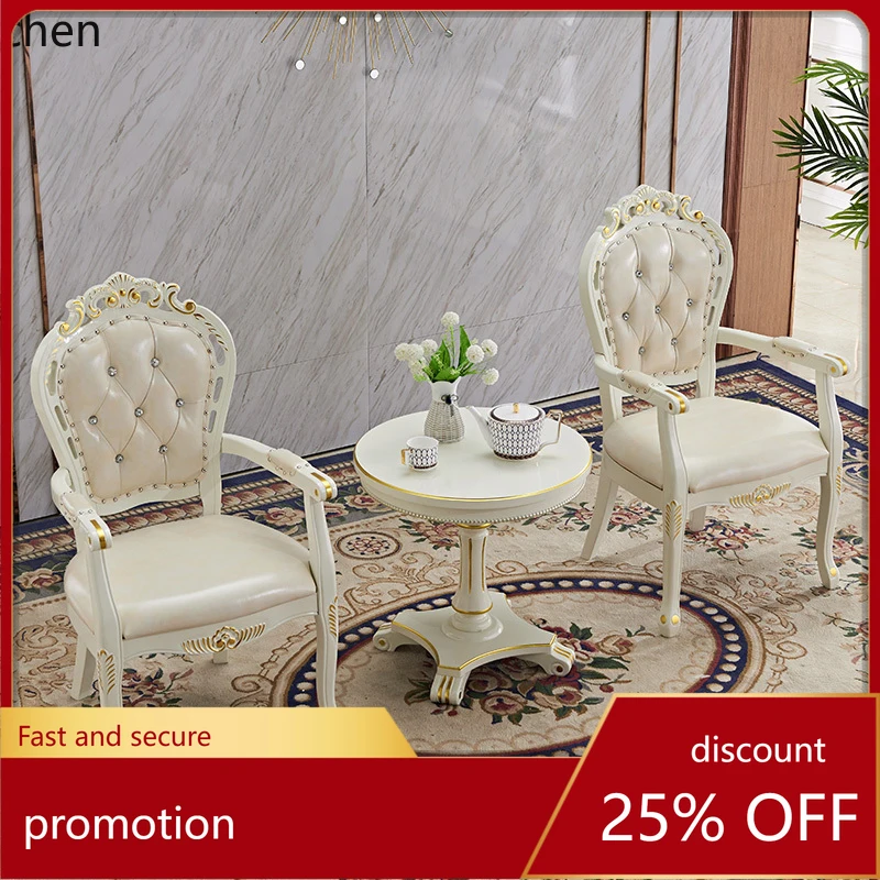 HT solid wood  table and chair balcony small round table chair combination leisure reception chair coffee table three-piece set