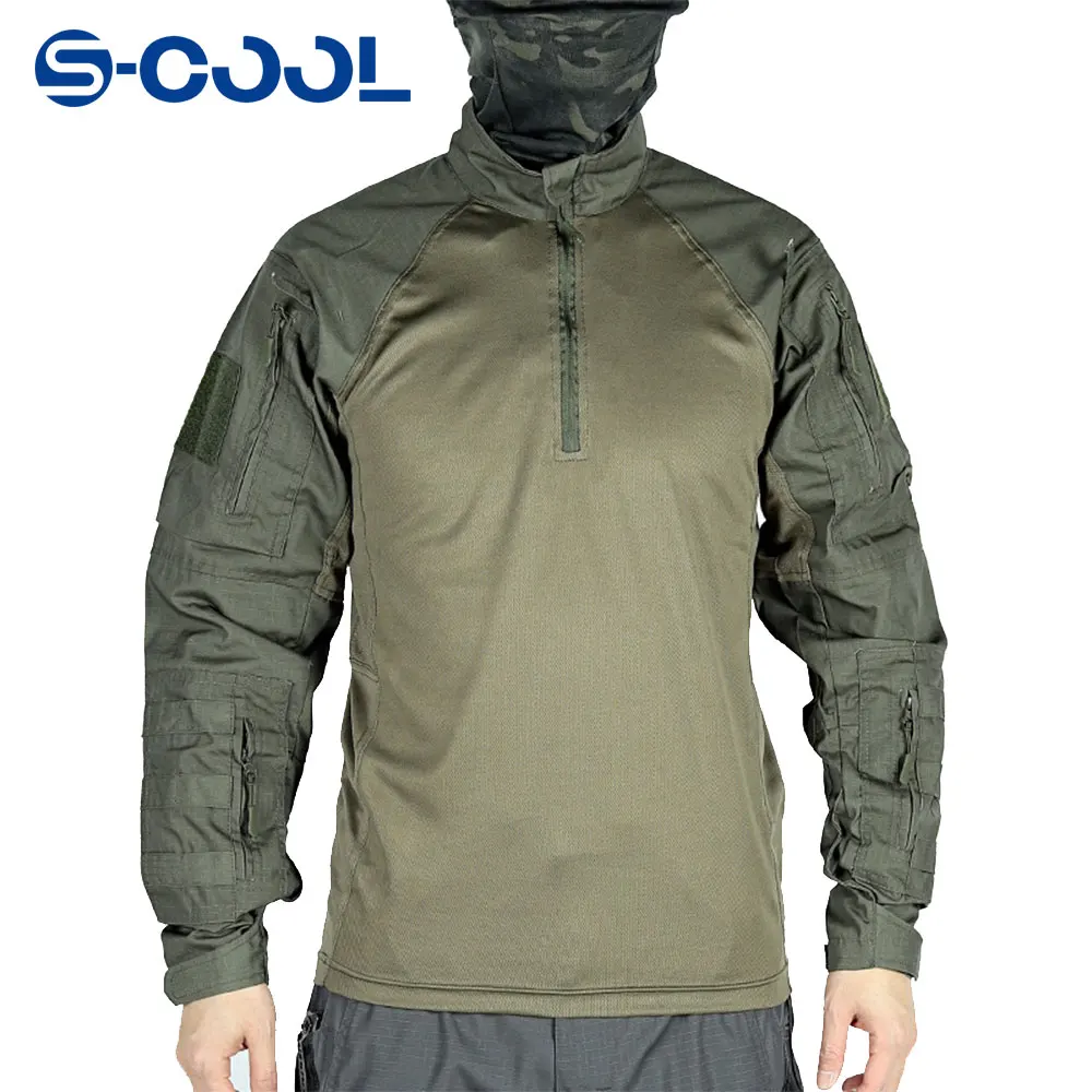 Tactical Combat Shirt Men Cotton Tactical Uniform Camouflage T Shirt Multicam US Clothes Camo Long Sleeve Shirt