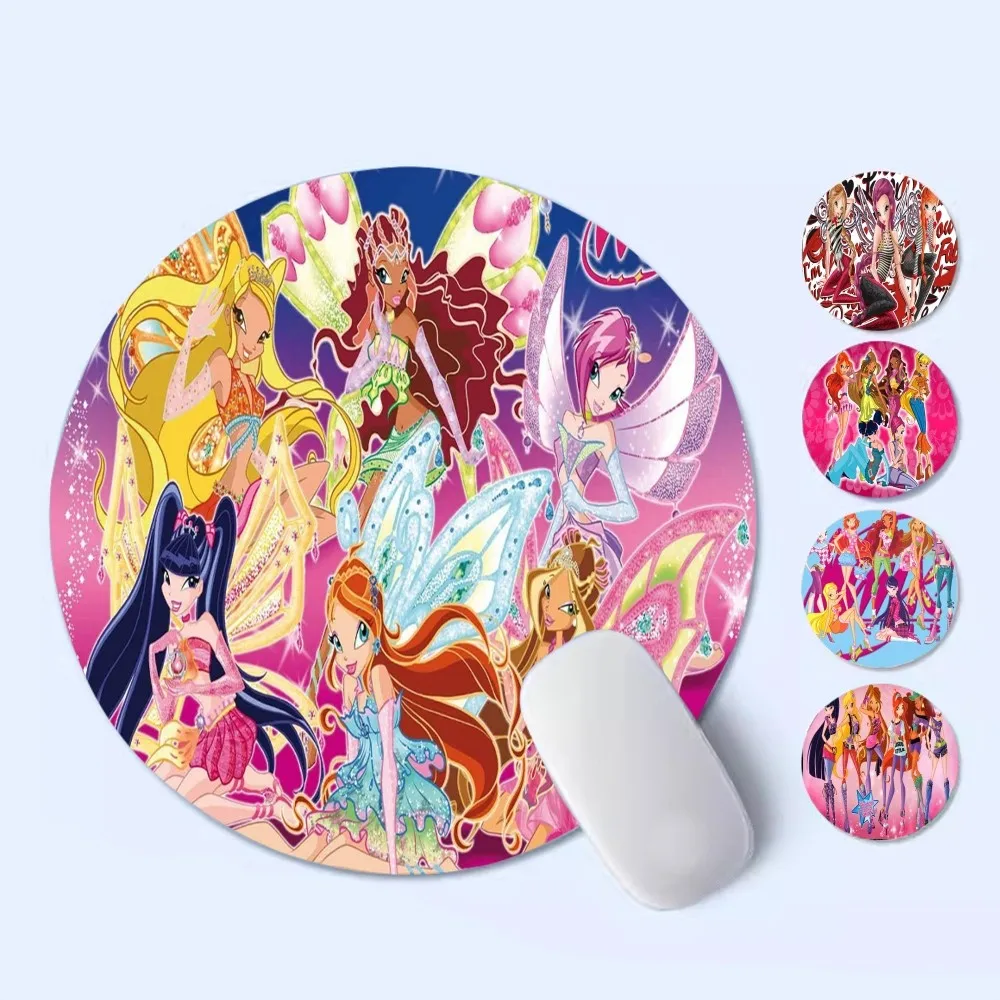 

Girl Winx Clubs Mousepad Anti-Slip Round Speed Version Game Computer Keyboard Office Table Mat Mouse mat for PC Computer Table