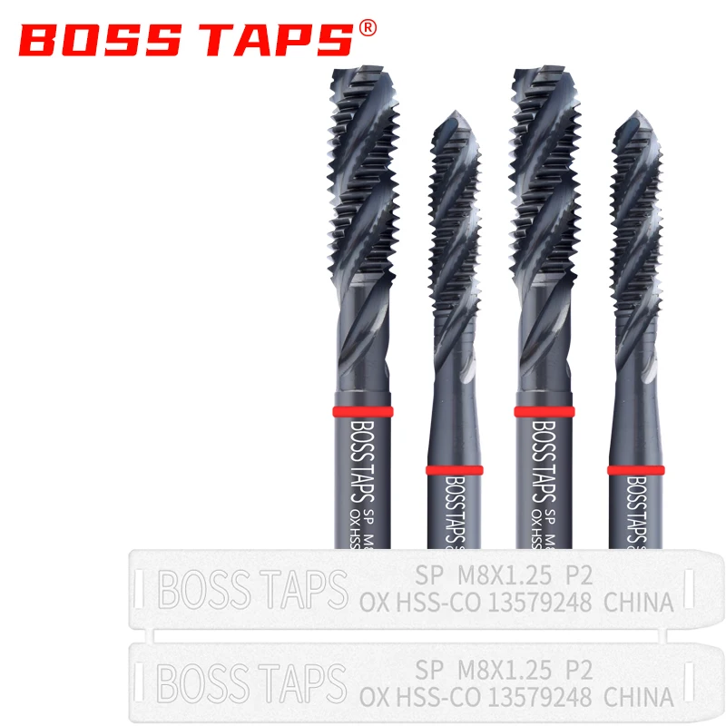 BOSS TAPS HSS-CO JIS Standard Red Ring OX Coating Spiral Fluted Tap M2 M2.5 M3 M4 M5 M6 M8 M10 M12 Machine Screw Thread Taps