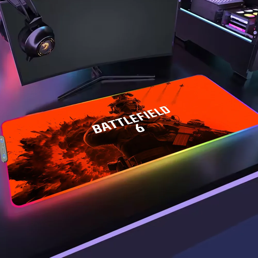 6 Mouse Pad Office Ahooting PC Home RGB LED Light Non-Slip Desk-Mat Battlefield USB Game Large Game Rubber Base Waterproof