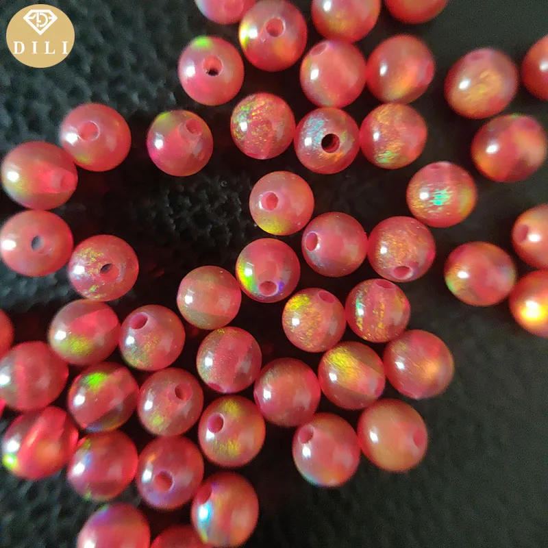 Free Shipping 3mm With Full Hole Colorful Beautiful Fire Synthetic Ball Shape Aurora Opal Nebula Opal Bead