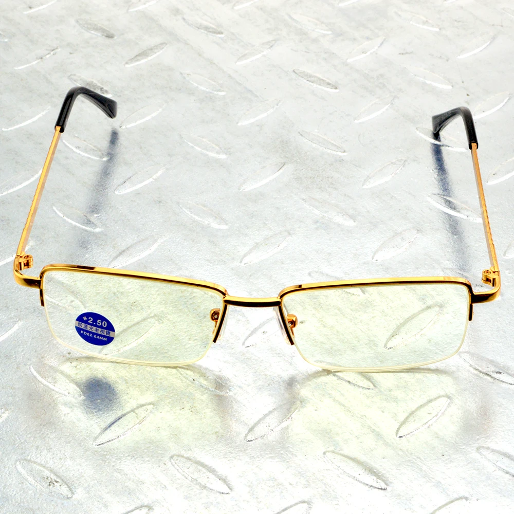 High-grade Alloy Gold Color Half-rim Rectangle Spring Hinge Women Men Reading Glasses +0.75 +1 +1.25 +1.5 +1.75 To +4