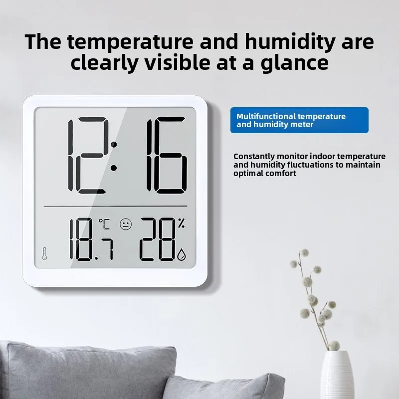 Mini Digital Alarm Clock with Temperature Humidity Sensor for Baby Room Living Room Wall Mountable Magnetic Fridge Clock