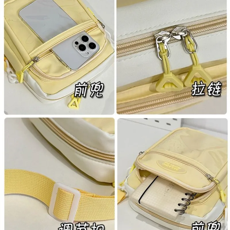 JIAERDI Harajuku Pink Itabag Messenger Bag Women Transparent Nylon Chic Casual Crossbody Bags Female JK Anime Pain Bag Aesthetic view 6