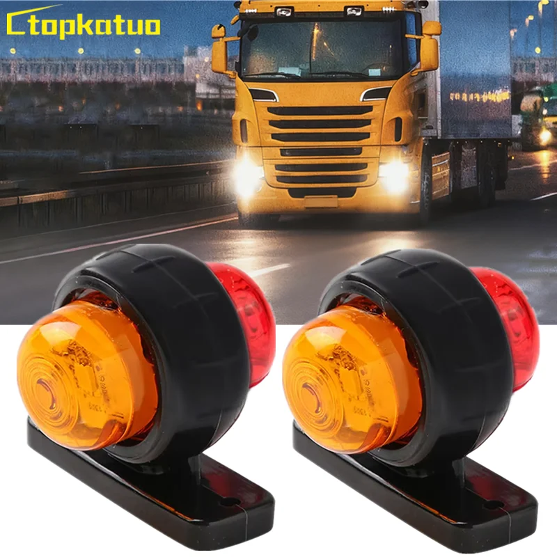 2PCS Car Side Marker Lights 12V 24V Front Rear Outline Indicator Lamp Taillight Dual Color Caravan Truck LED Clearance Lights