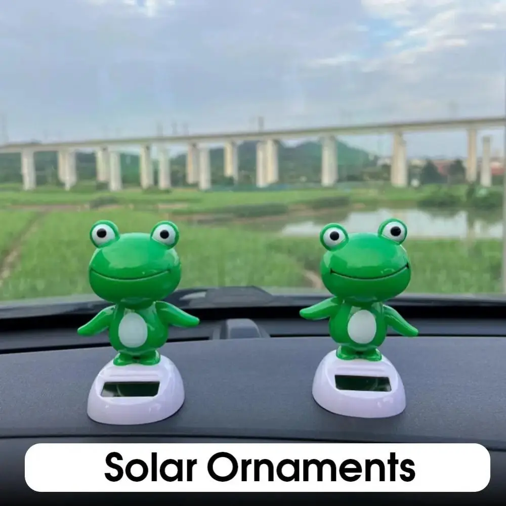 1Pcs New Solar Powered Dashboard Ornament Cute Unique Funny Bobble Head Frog Plastic Animal Frog Accessories Auto Interior