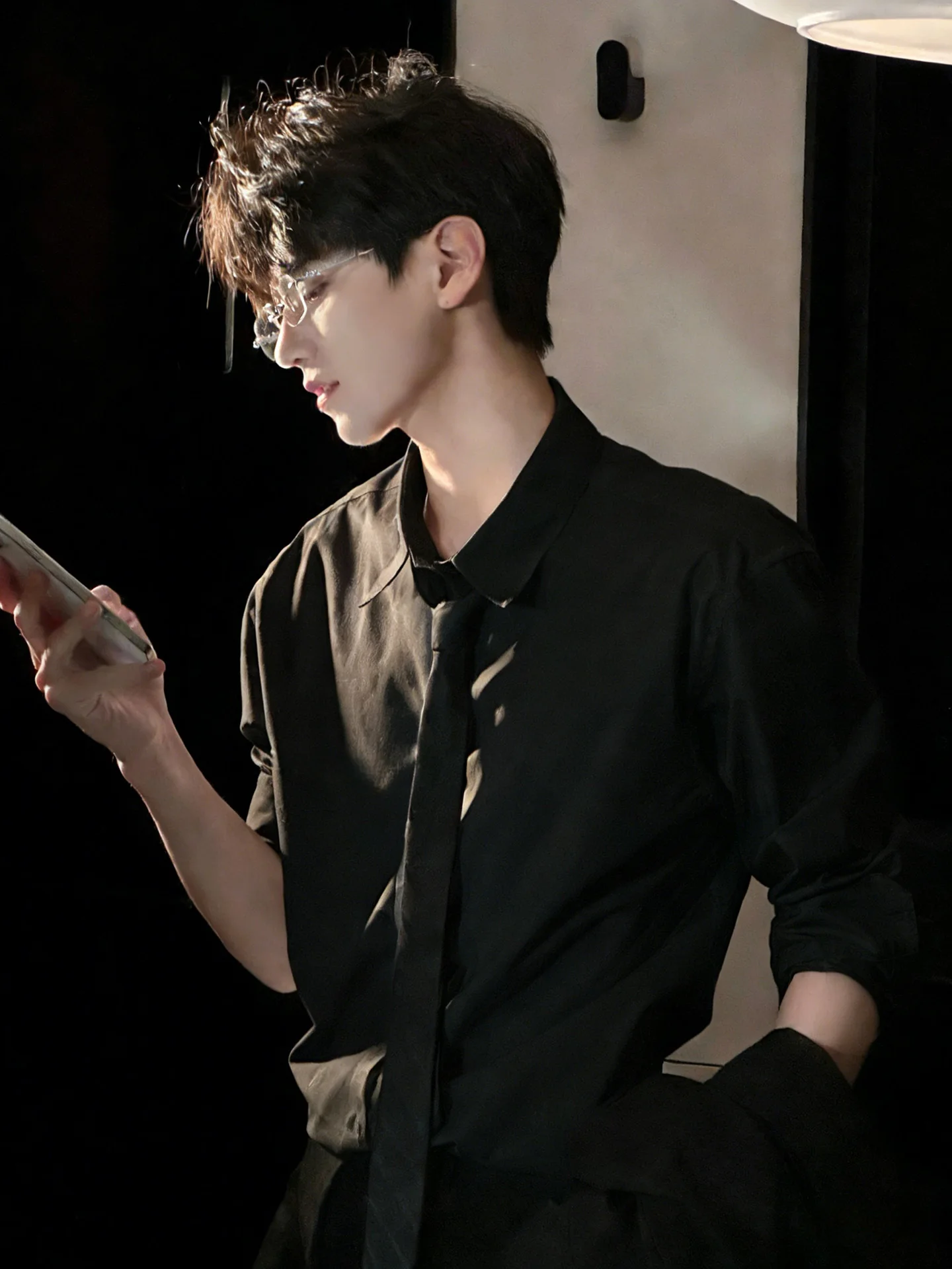 

Korean Briti Sle Long Sve irt Men's Spring Autumn High Faion Haome Suit Inner Wear CleanFit irt Jaet