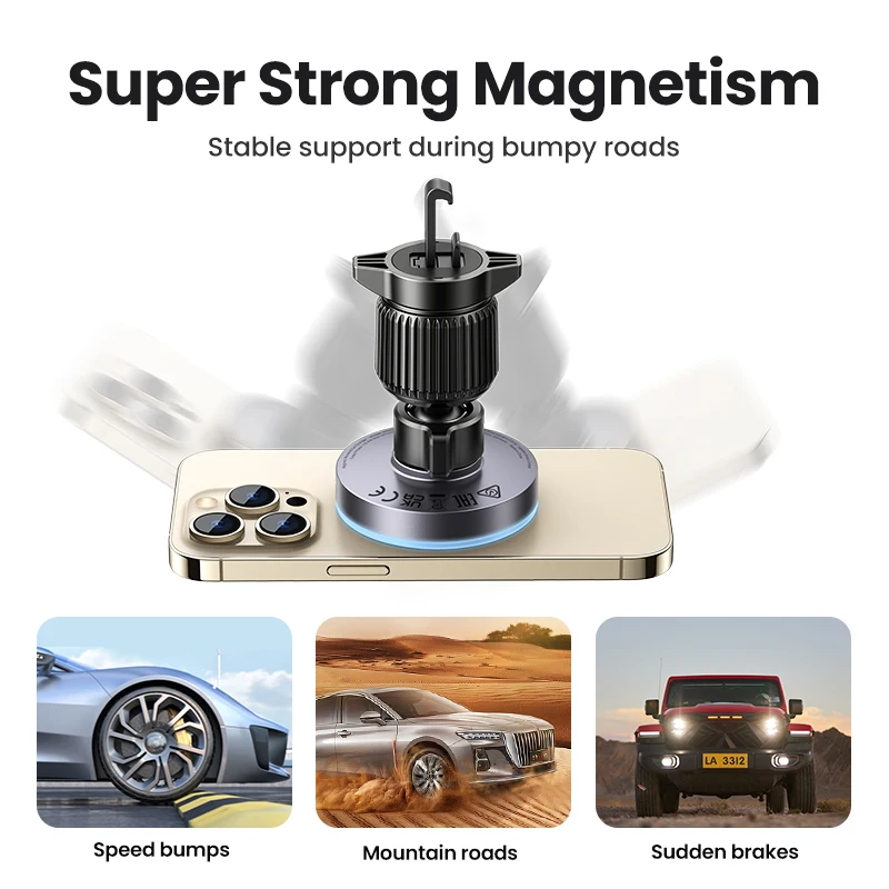 UGREEN Magnetic Car Phone Holder Wireless Charger Stand For iPhone 15 14 13 Pro Max Charging for Magsafe Car Charger LED Light