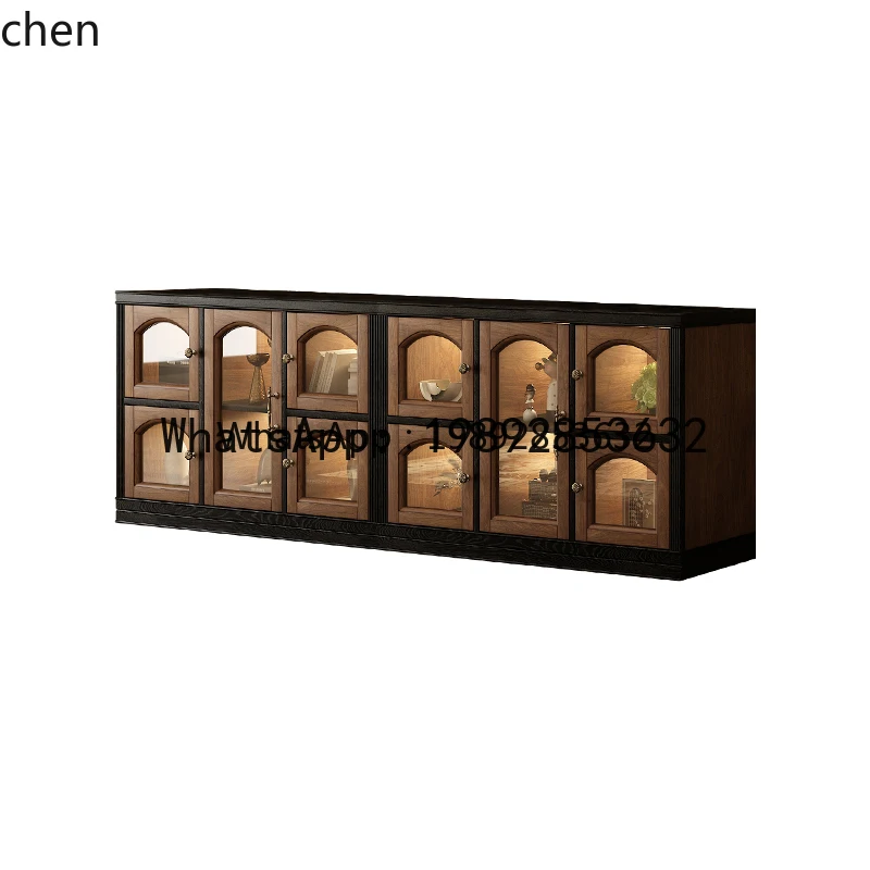 

X3 medieval pure solid wood TV cabinet coffee table combination high-end living room floor cabinet