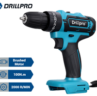 Drillpro 10mm Brushed Cordless Electric Impact Drill Electric Screwdriver Home DIY Power Tools For Makita 18V Battery
