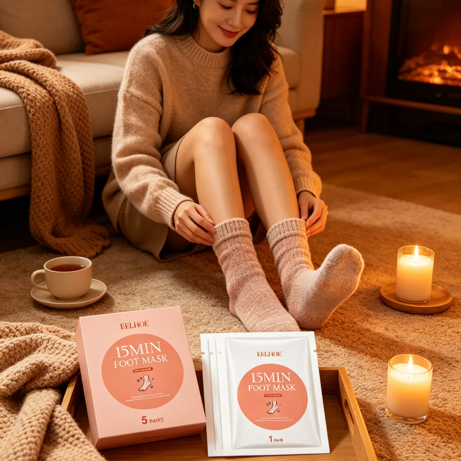 EELHOE Moisturizing Foot Mask Gentle Exfoliating Remove Dead Skin Softens Cuticles Relieve Dryness Nourishing Foot Mask 5 Pairs