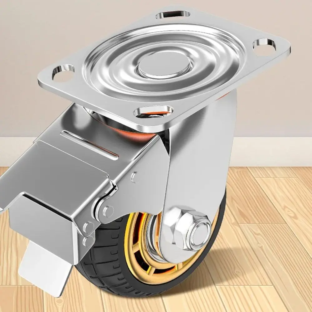 Noiseless Furniture Caster Heavy Loads Transporter Swivel Caster Hardwares With Brake Roller Wheel Tire Trolley Chair Mover