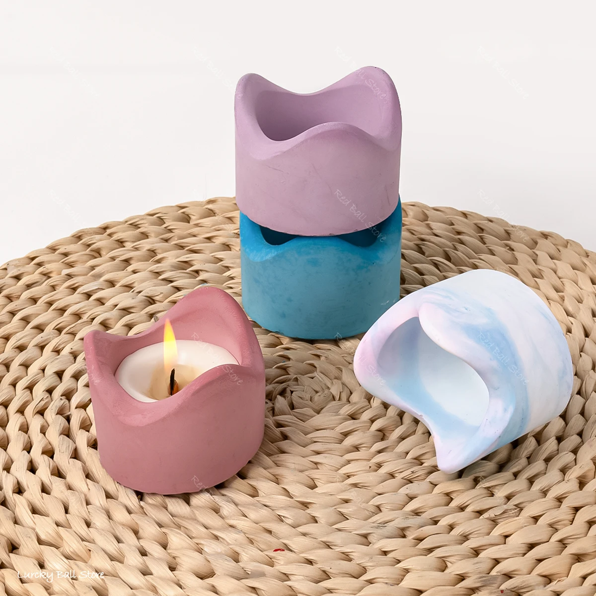 Pot de bougie incurvé à vague irrégulière, moules en béton de silicone, nouveau bricolage fait à la main ci-après, artisanat en plastique, boîte de rangement de bijoux, moule en résine