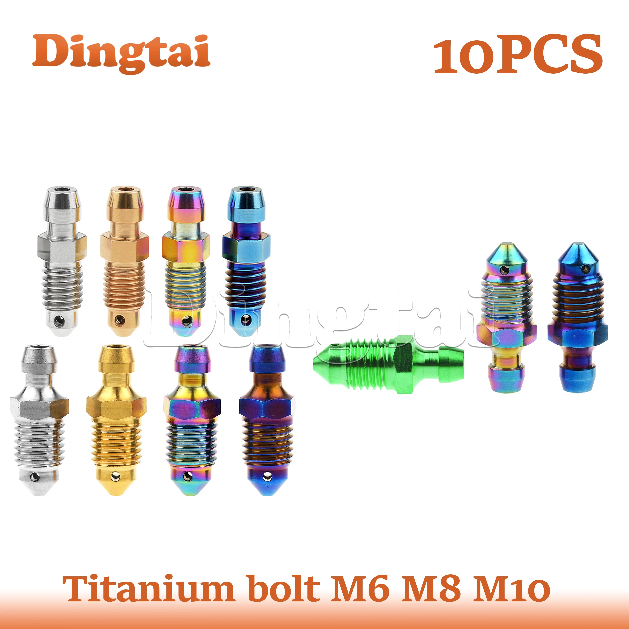 

Dingtai Titanium Bolt Bleed Nipple10PCS M6/ M8/M10x1.0/1.25mm Pitch for Motorcycle Calipers Oil Drain Deflation Screws