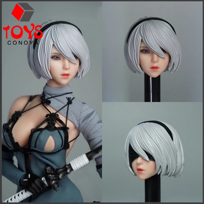 

Toys park TP001 1/6 Scale 2B Sister Nier Head Sculpt Carving Model Fit 12'' Female Soldier Action Figure Body Dolls