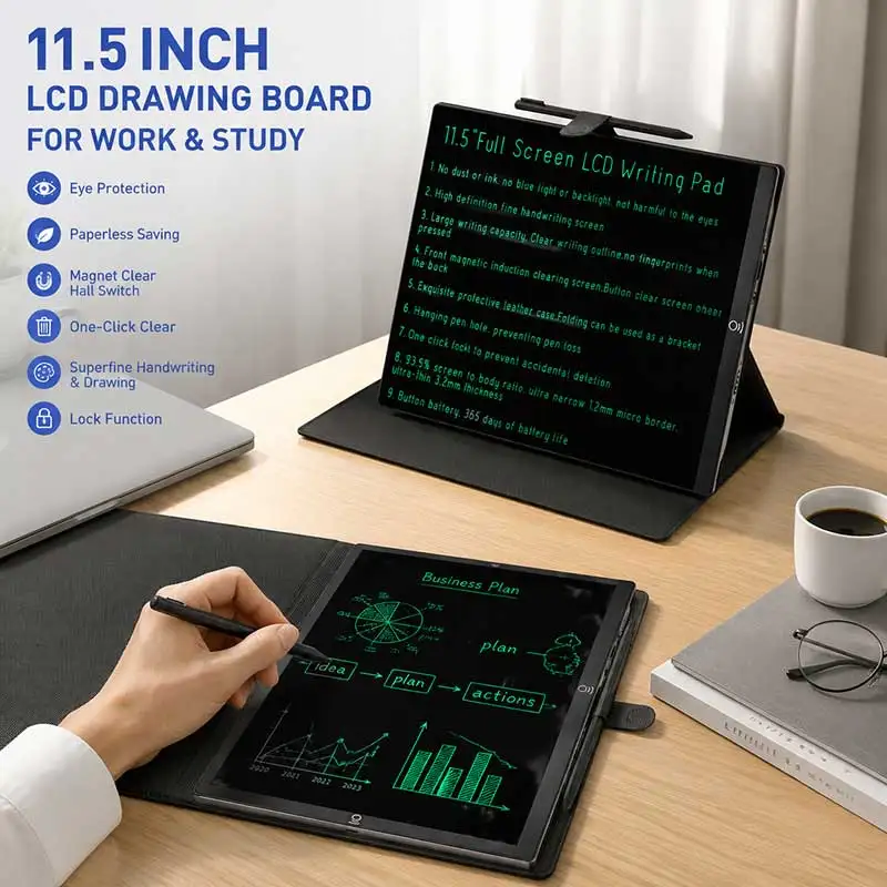 

11.5" LCD Writing Tablet With Protective Sheath Working Drawing Board Magnetic Induction Erasure Support Bracket With Learning