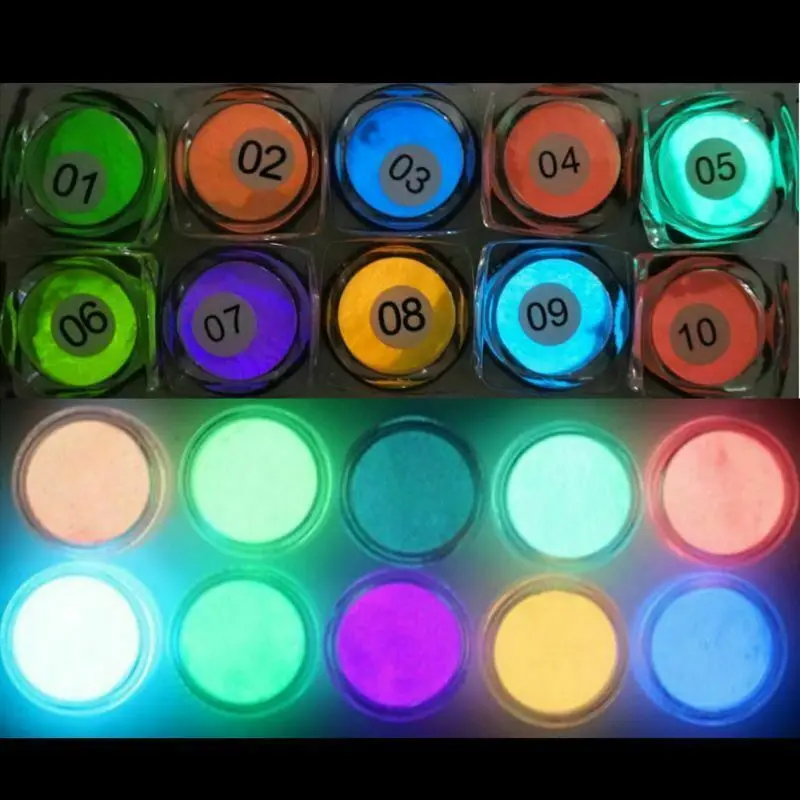 10X Colors Random Luminous Glow In Dark Pigment-Paint Nail Art Crafts Diy Making