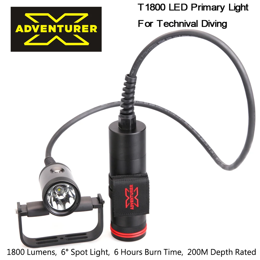 

Diving Light T1800 LED 1800lumens Primary Side Mount Light handhold torch Technical Cave Diving Lights Split Line Tube