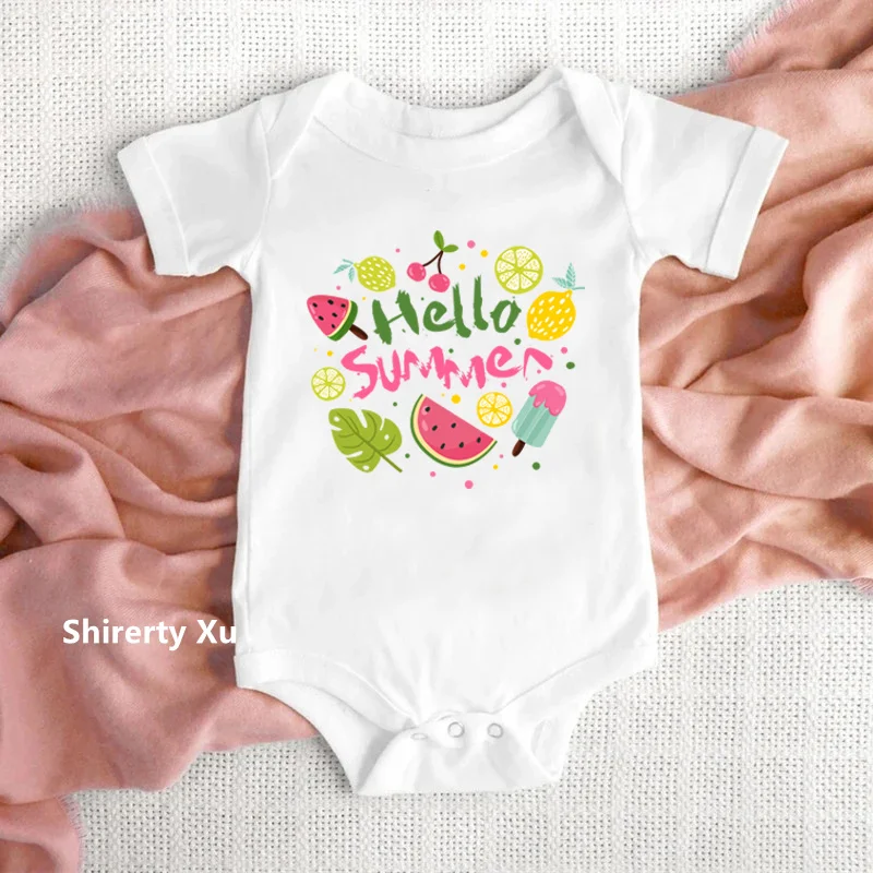 

Hello Summer Baby Bodysuit Funny Body Baby Rompers Holiday Baby Jumpsuit Cotton Summer Short Sleeve Baby Boys Girls Clothes