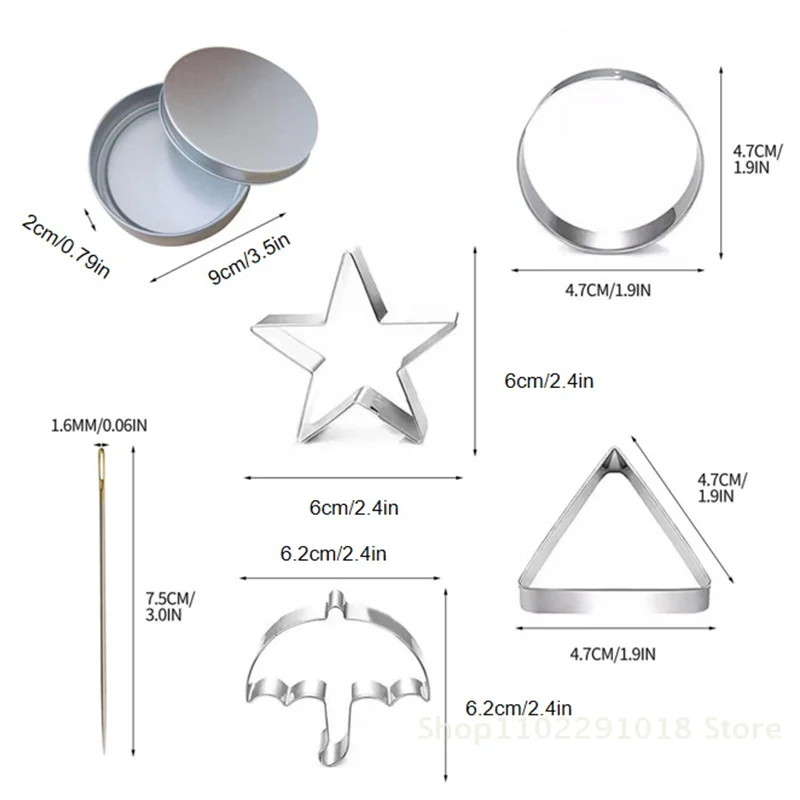 Paraguas de azúcar coreano, herramientas triangulares de estrella para hacer dulces, cortadores de galletas de acero inoxidable, moldes para galletas, Kit de juego de azúcar