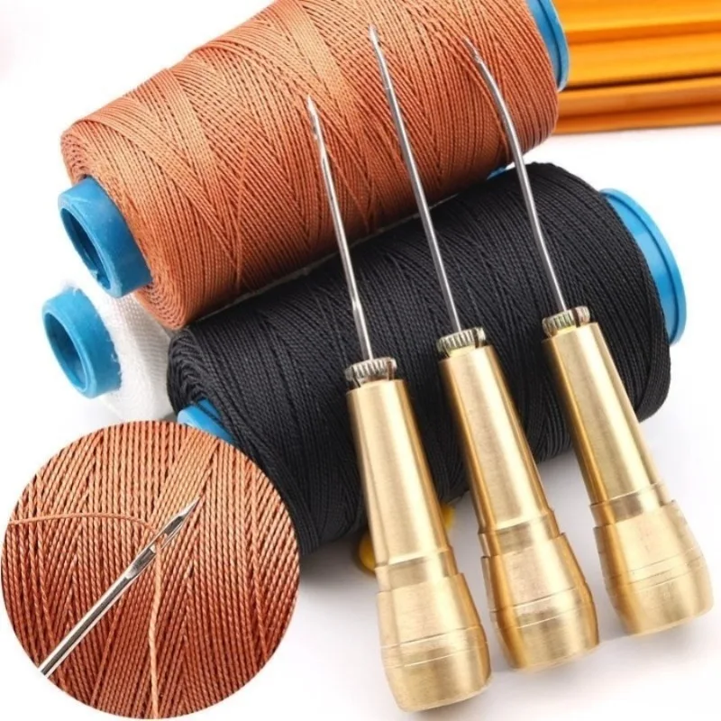 

2 Sets Canvas Leather Sewing Shoes Repair Tool Sets Awl Hand Stitching Taper Leathercraft Needle Tool Kit Leather Craft Sewing