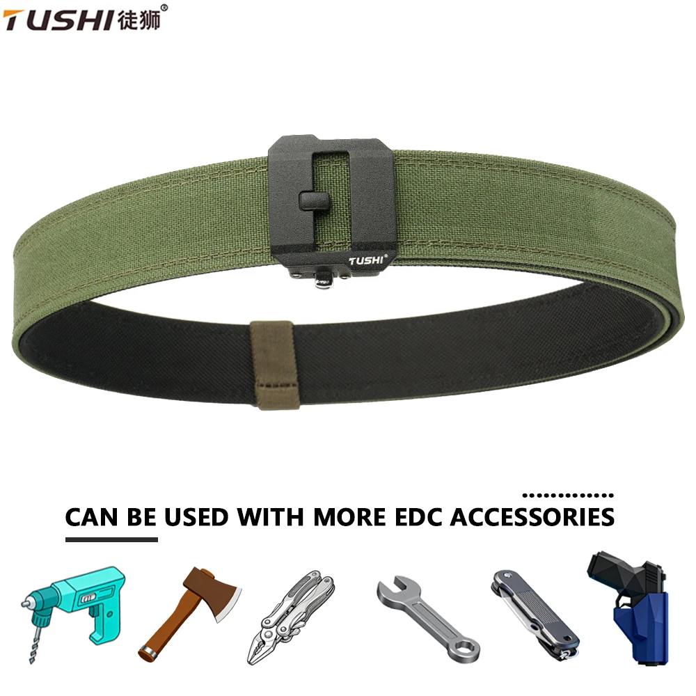 

TUSHI New Multi-size Hard Tactical Gun Belt Mens Metal Buckle Thick Nylon 3.8CM Wide Casual Sports IPSC Girdle Accessories Male