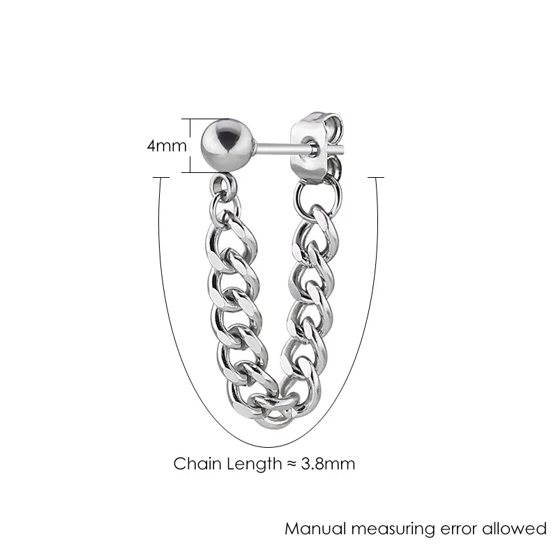 Titanium Steel Chain Earrings For Men Women Hiphop Rock Punk Fashion Jewelry Piercing Earring Homme Accessories Wholesale - view 6
