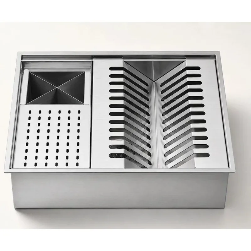 for SUS304 Stainless Steel Kitchen Island Drain Sink Multifunctional Dish Rack Ice Basin