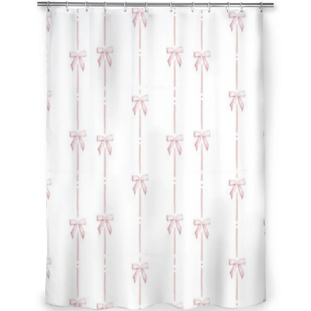 Pink bow ribbon coquette Bathroom Decoration Shower Curtain