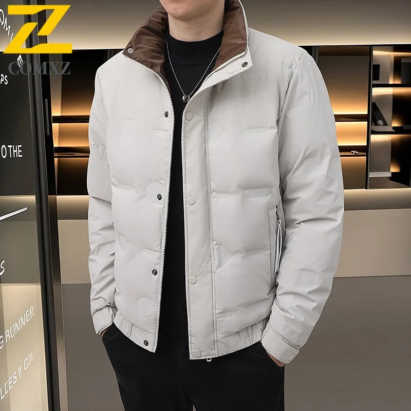 COMXZ Luxurious Down Jacket 2025 Casual Stand Collar Outdoor Snow Ski Warm Parka Fashion Camping White Duck Down Winter Garment