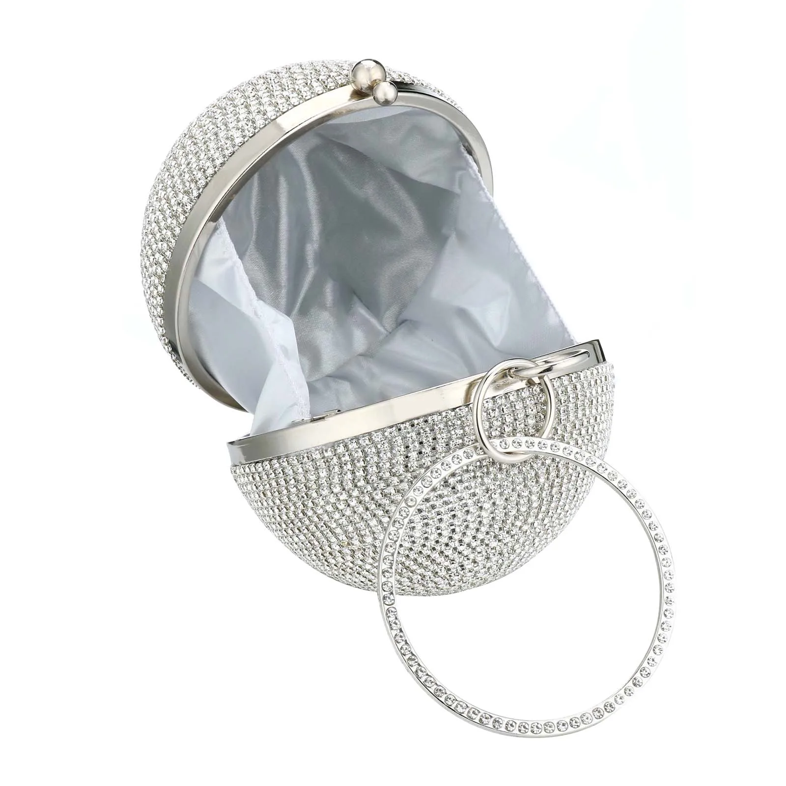 Elegant Luxury Women Clutch Bag Evening Bag With Rhinestone Exquisite For Ladies Wedding Party Round Ball Bag Handbag Clutches