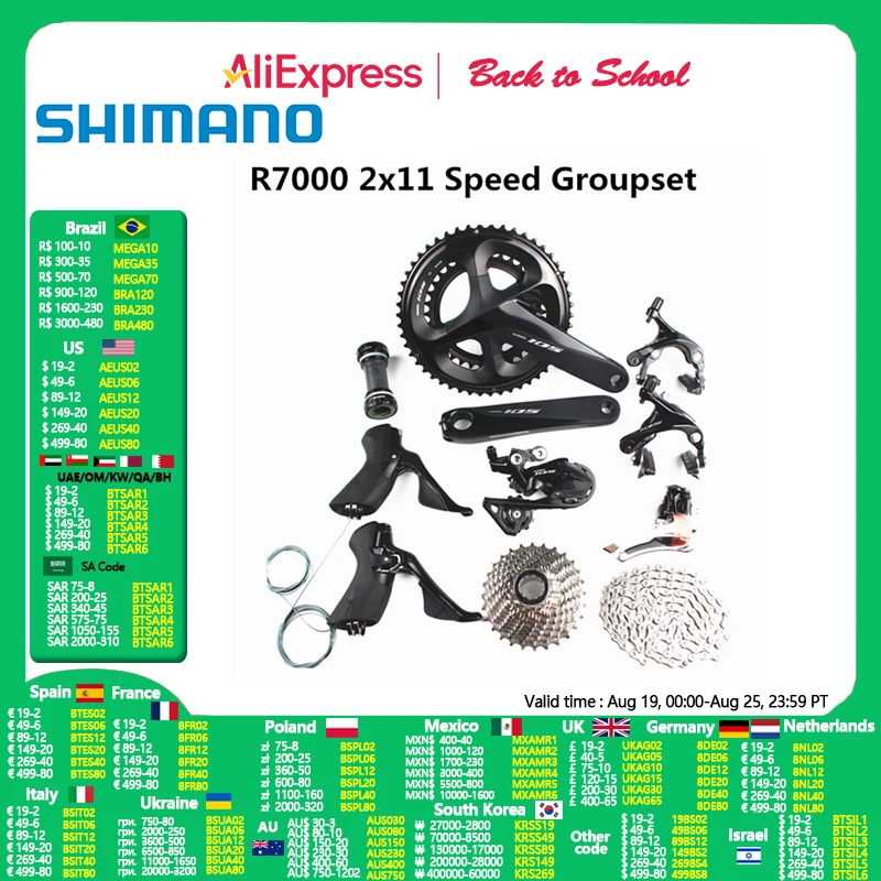 

SHIMANO 105 R7000 Groupset 2x11 Speed 170/172.5/175mm 50-34T 52-36T 53-39T Road Bike Bicycle Kit Groupset Upgrade From 5800