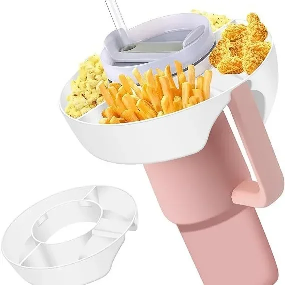 1 Pcs Snack Bowl for Stanley 40oz Tumbler with Handle, Plastic Snack Tray with 4 Compartment Compatible for 40oz with Handle