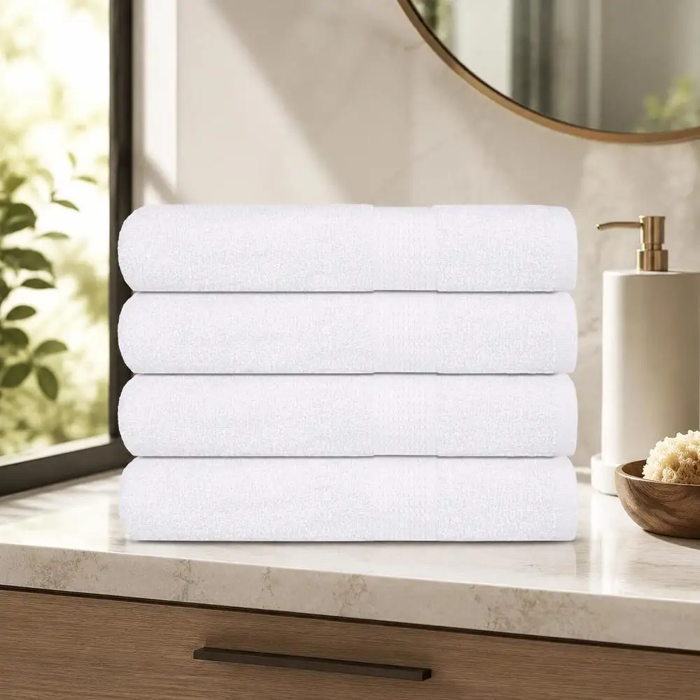 Lot de 4 serviettes blanches, 100x200cm, 360g/m², 100% coton, bon rapport qualité-prix, pour la maison