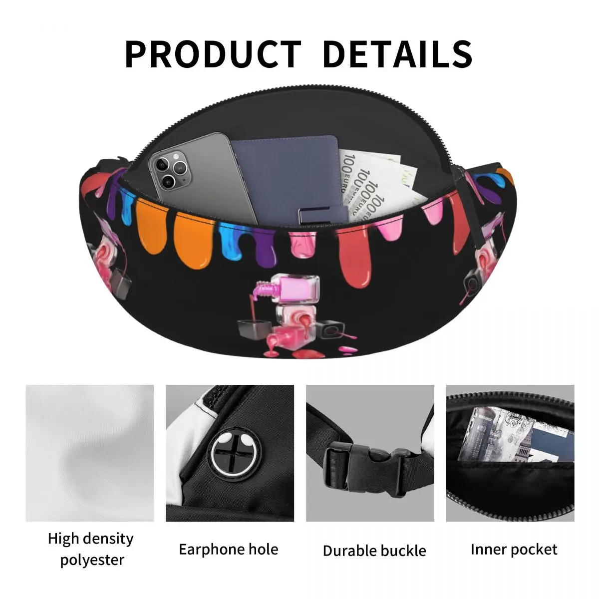 Nail Artist Cadeau Fanny Pack Vrouwen Mannen Casual Manicure Nagellak Crossbody Heuptas Voor Lopende Telefoon Geld Zakje