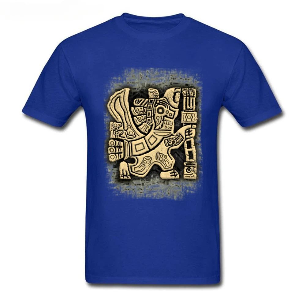 New Men Tops Tees Retro Style Design Pattern Male Clothing Black Funny Aztec Eagle Warrior Autumn Cotton T-shirt harajuku