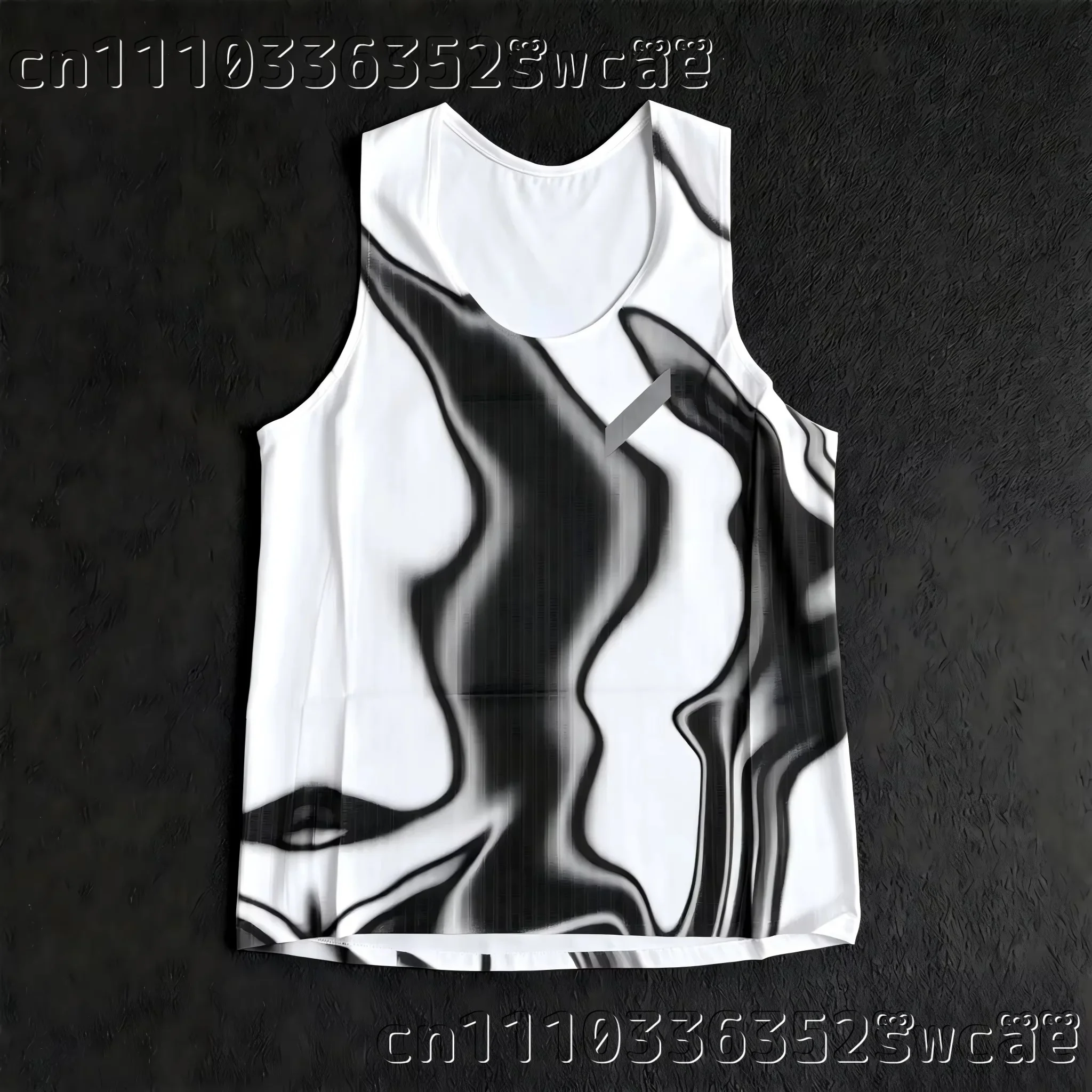 Wellenmuster-Lauf-Tanktop, atmungsaktives Mesh-Sportshirt, ärmelloses Shirt für Fitness, Marathon-Training, Familien-Set – Detail 18