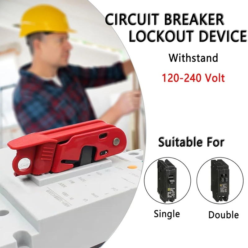 Circuit Breaker Lockout, Breaker Box Lock, 2.9 L X 0.74 W X 0.82 H(Inch), Accepts 110-220 Volts, Double Toggle Locks