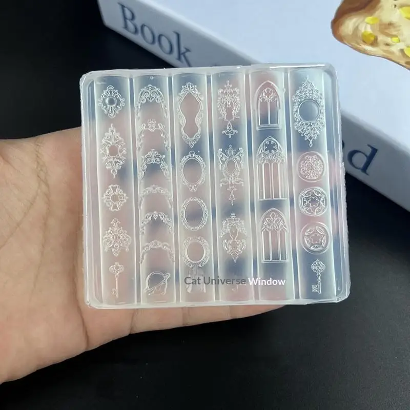 3D Silicone Nail Art Mold European Style Retro Patterns Candlestick Candle Design Decor DIY Transparent Manicure Template