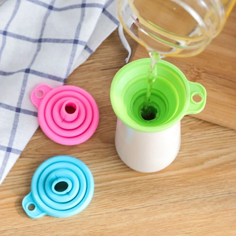 Silicone Folding Telescopic Long Neck Funnel Creative Household Liquid Dispensing Mini Funnel Kitchen Tools