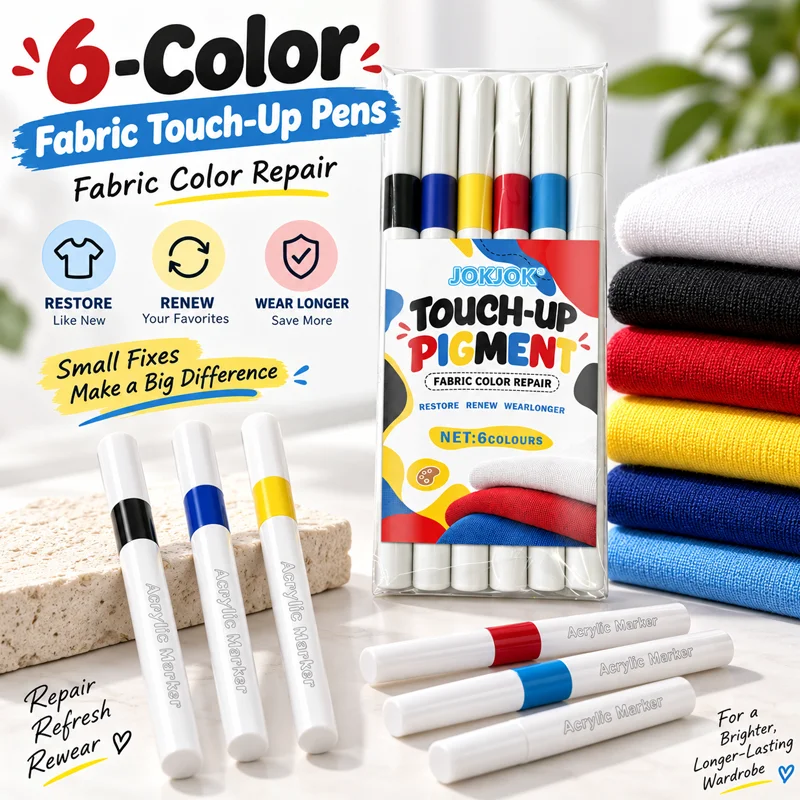 6 Colors Acrylic Markers Set with Transparent Storage Box/Container, Perfect for School And Office, Professional Artistic Use