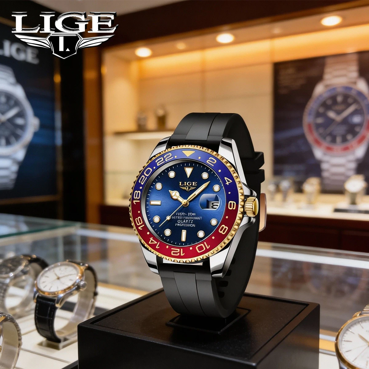 

LIGE 2025 новые роскошные мужские кварцевые часы из нержавеющей стали, водонепроницаемые светящиеся мужские часы, модные часы с датой и неделей для мужчин Montre + коробка