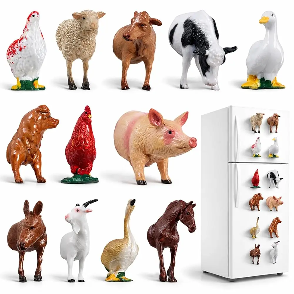

Набор из 12 3D-магнитов на холодильник в виде фермерских животных, милые магниты для кухни и декора фермерского дома, декоративные фигурки животных