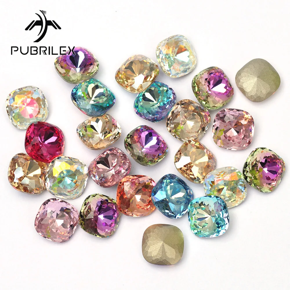 8mm 10mm Square Glass Fancy Rhinestones Colorful DIY Jewelry Decorations Crystal Strass Pointed Nail Art Supplies Diamond Stones