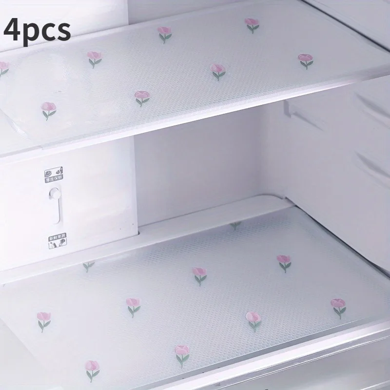 4pcs Kitchen Household Multi-piece Packs,Fridge Liners for Shelves, Cover Pads for Freezer Glass Shelf, Cupboard Cabinet Drawer