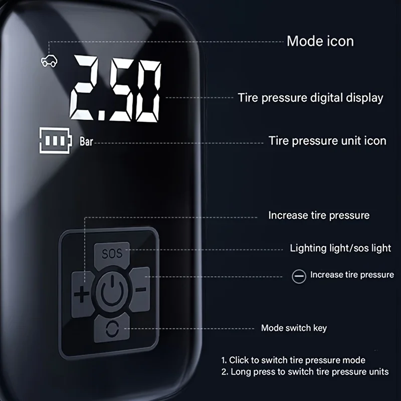 Car Air Pump Electric Portable Tire Inflator Intelligent Digital Tire Inflator for Car Motorcycle Bicycle Air Compressor