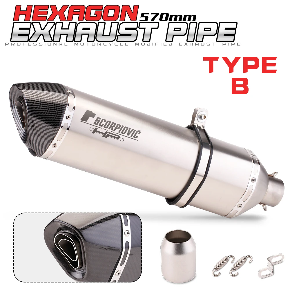 Universal 570mm Motorcycle  Racing Exhaust Modified Muffler DB Killer Stainless Steel 570mm Silencer