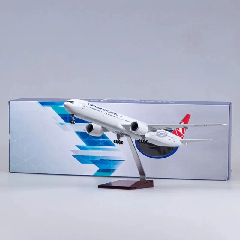 Imagem -06 - Modelo da Turkish Air Airlines com Trem de Pouso de Luz e Rodas 47cm Escala 157 777 B777 Aeronaves Plástico Fundido Avião de Resina