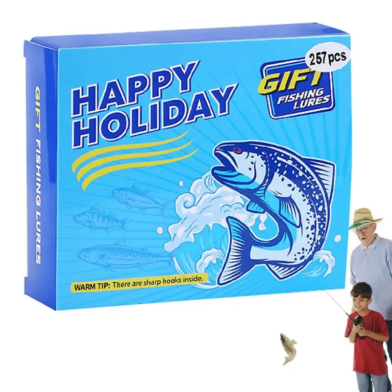 Fishing Lures Set 257 Pieces Countdown Calendar Fishing Advent Calendar Fishing Accessories Lures Set Bright Colors For Fishing